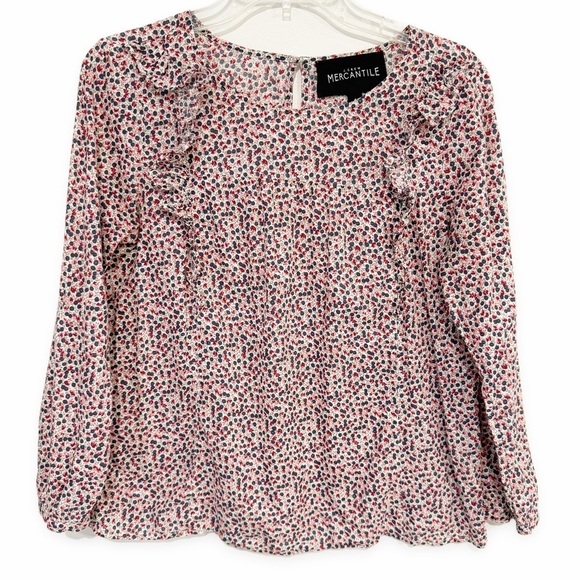 J. Crew Mercantile | Floral Print Ruffle Blouse Boxy Size 4 - Picture 1 of 5